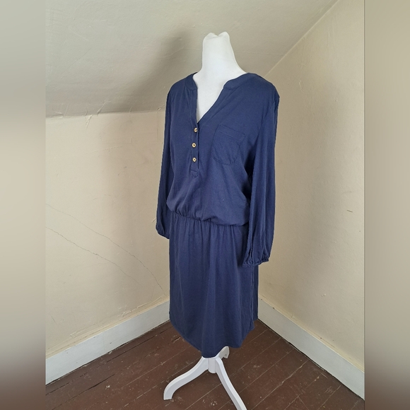 LILLY PULITZER Beckett Blouson Jersey Dress Navy Blue Size M - Picture 7 of 13